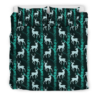 Deer Jungle Print Pattern Duvet Cover Bedding Set