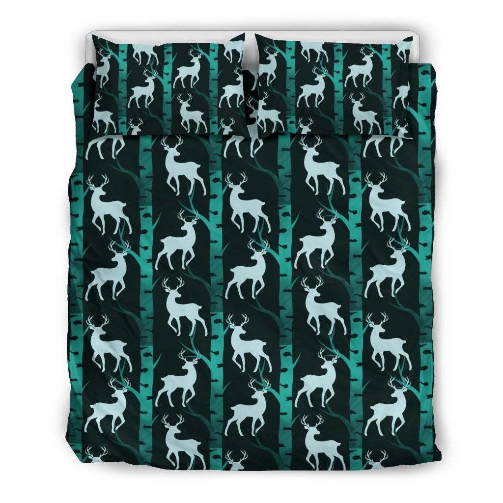 Deer Jungle Print Pattern Duvet Cover Bedding Set