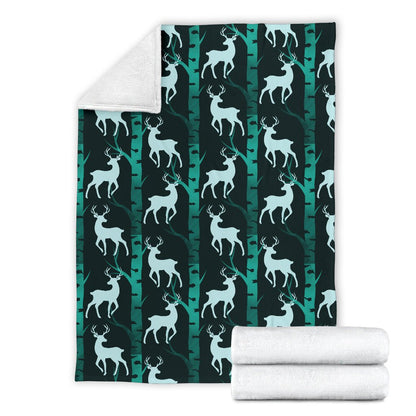 Deer Jungle Print Pattern Fleece Blanket