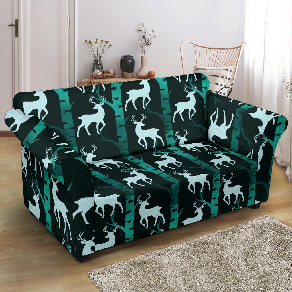 Deer Jungle Print Pattern Loveseat Slipcover-JTAMIGO.COM