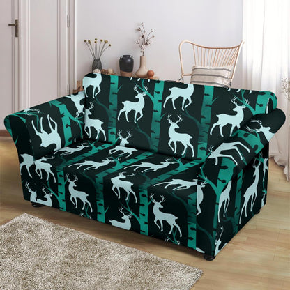 Deer Jungle Print Pattern Loveseat Slipcover-JTAMIGO.COM