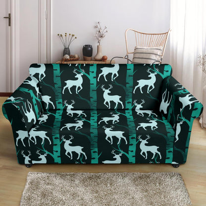 Deer Jungle Print Pattern Loveseat Slipcover-JTAMIGO.COM