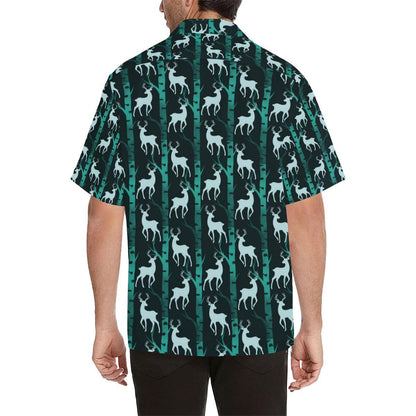 Deer Jungle Print Pattern Men Aloha Hawaiian Shirt