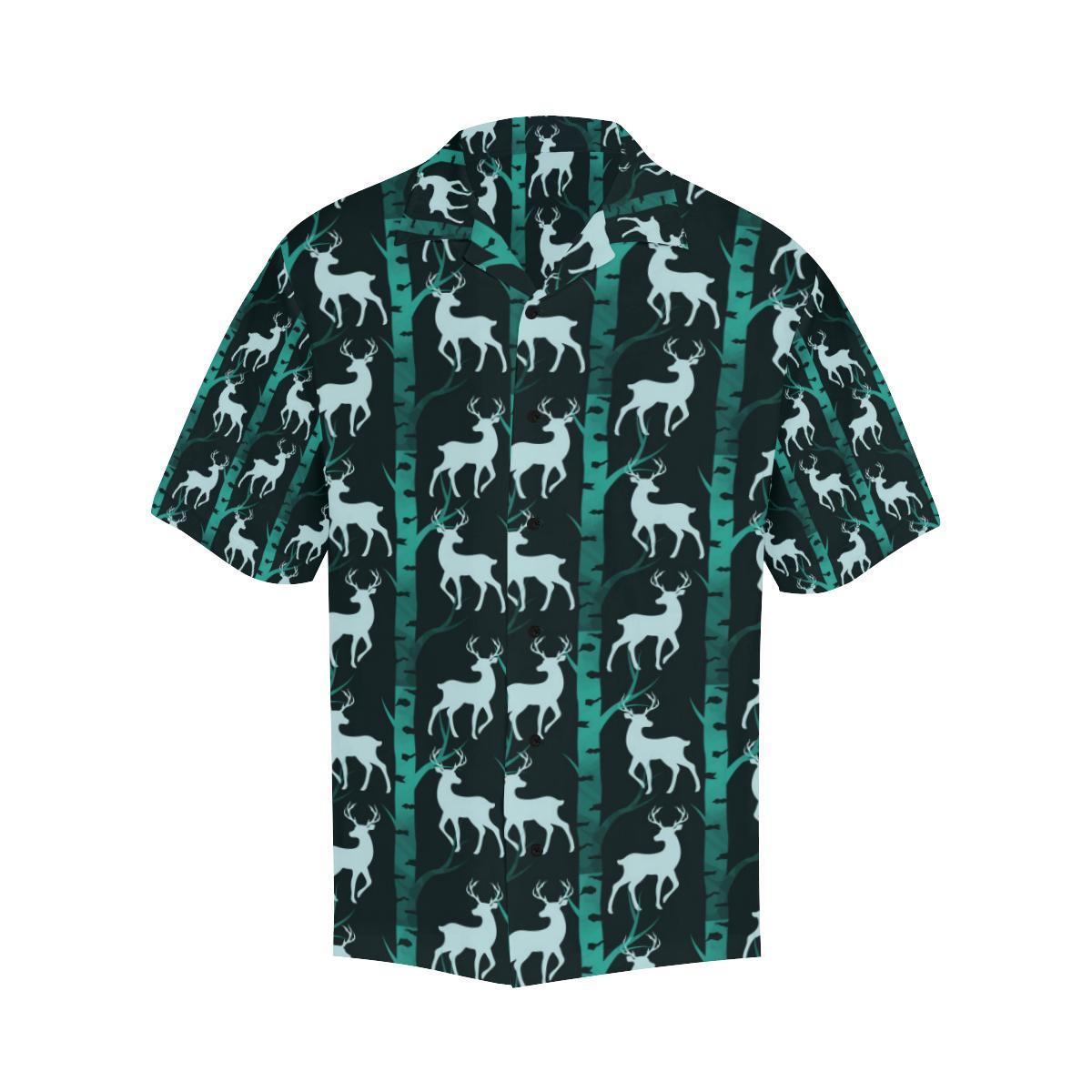 Deer Jungle Print Pattern Men Aloha Hawaiian Shirt