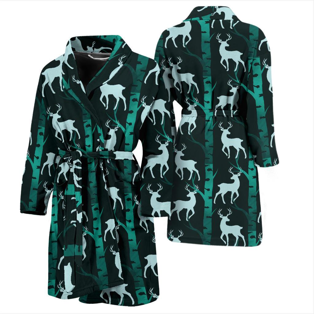 Deer Jungle Print Pattern Men Bath Robe-JTAMIGO.COM