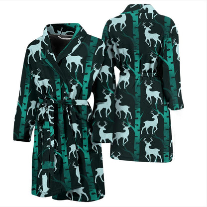 Deer Jungle Print Pattern Men Bath Robe-JTAMIGO.COM