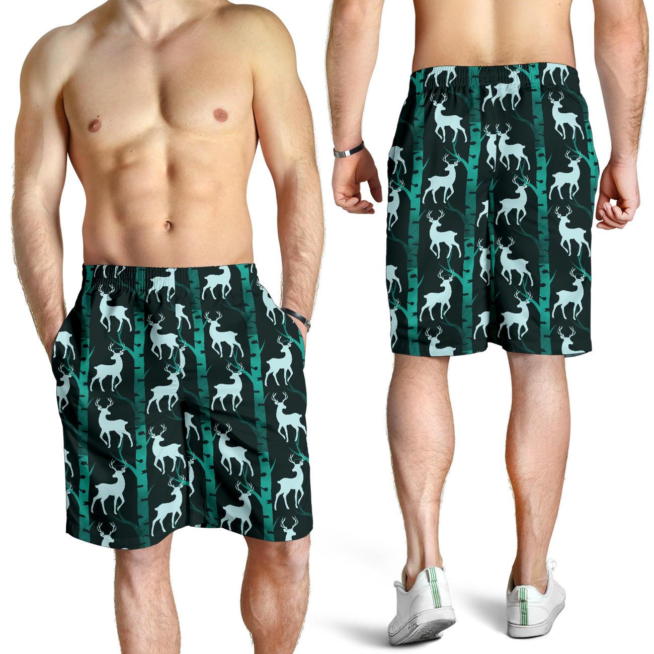 Deer Jungle Print Pattern Mens Shorts-JTAMIGO.COM
