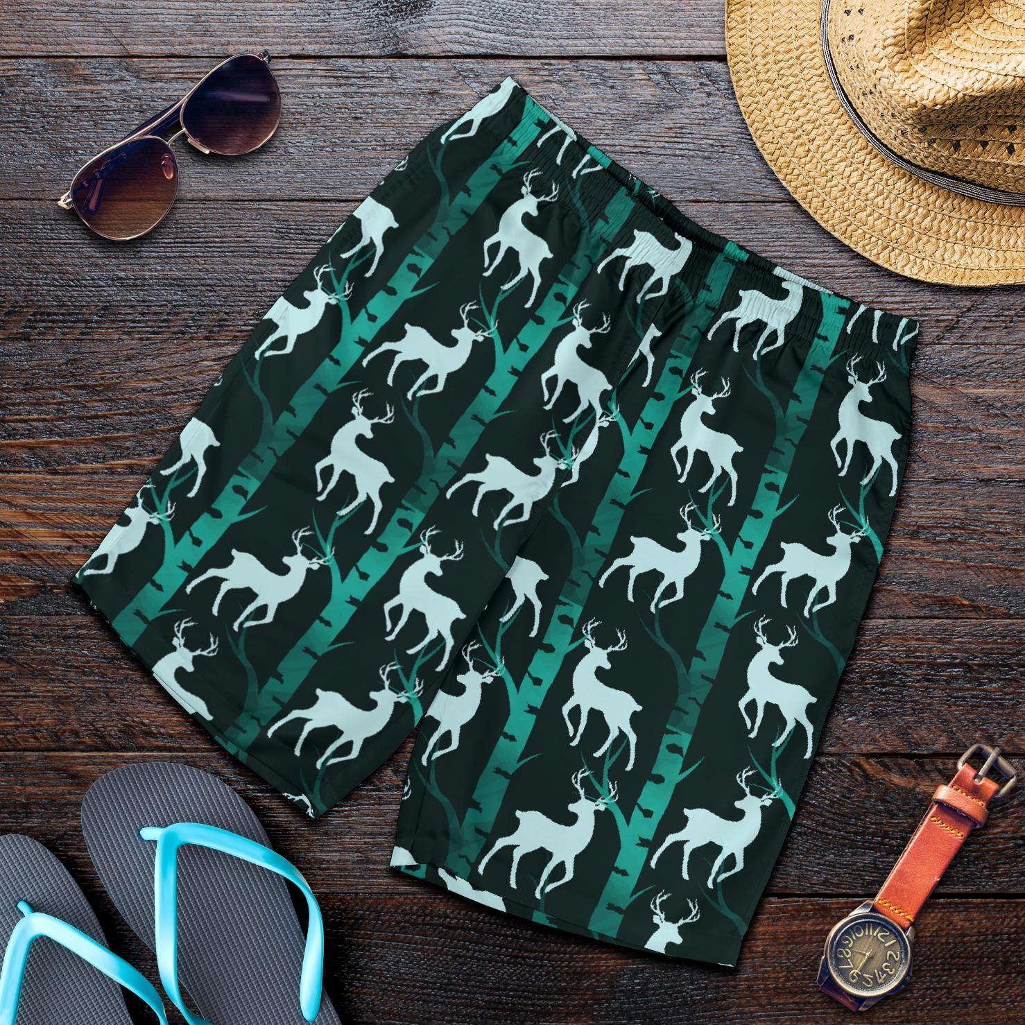 Deer Jungle Print Pattern Mens Shorts-JTAMIGO.COM