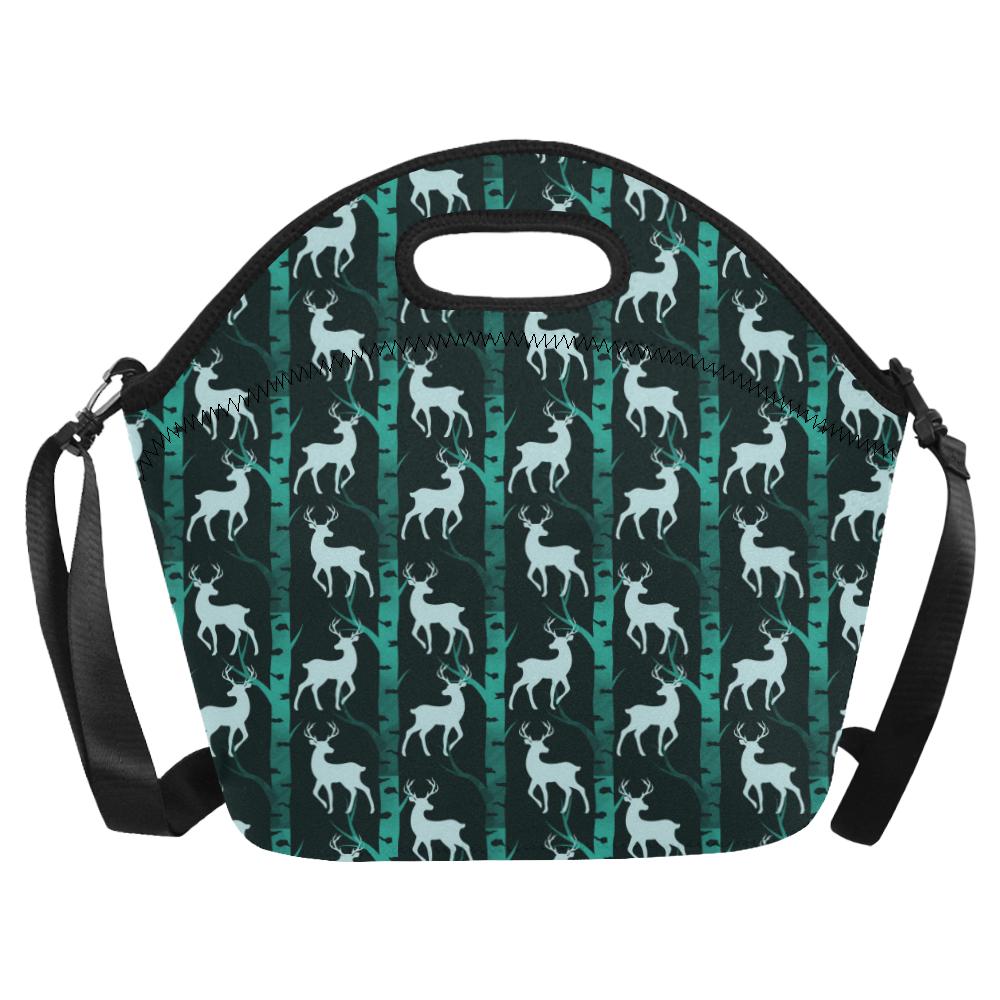 Deer Jungle Print Pattern Neoprene Lunch Bag (Model 1669)(Large)-JTAMIGO.COM