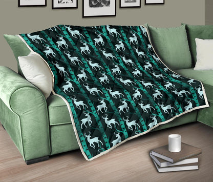 Deer Jungle Print Pattern Premium Quilt-JTAMIGO.COM