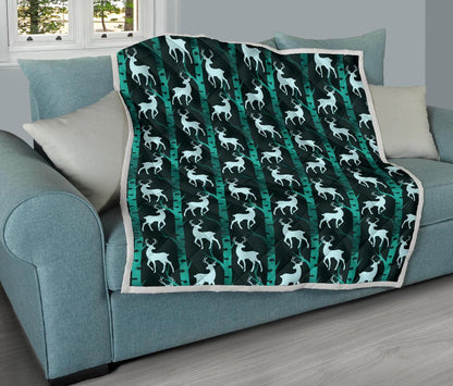 Deer Jungle Print Pattern Premium Quilt-JTAMIGO.COM