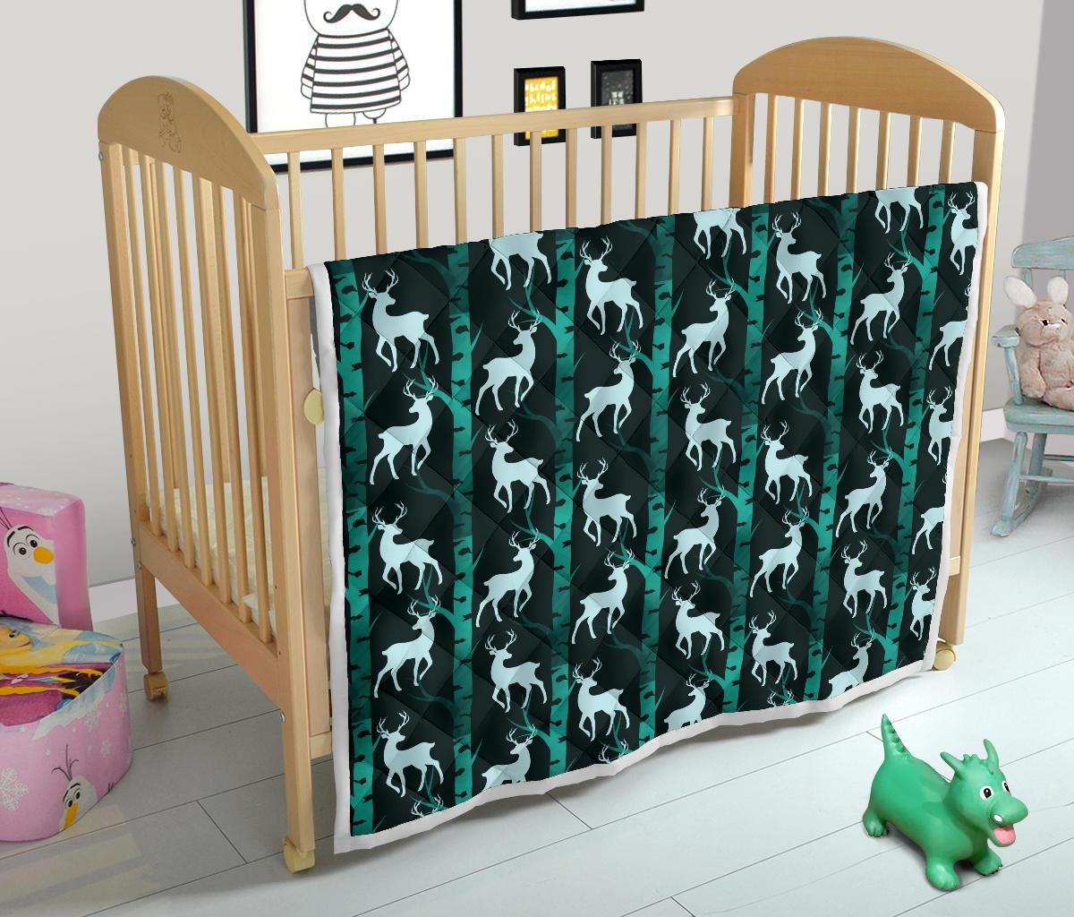 Deer Jungle Print Pattern Premium Quilt-JTAMIGO.COM
