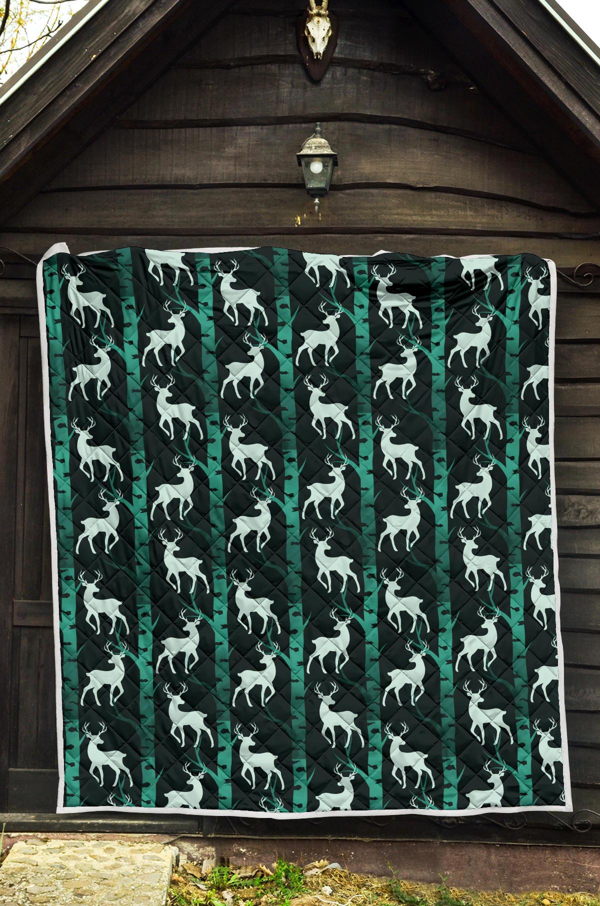 Deer Jungle Print Pattern Premium Quilt-JTAMIGO.COM