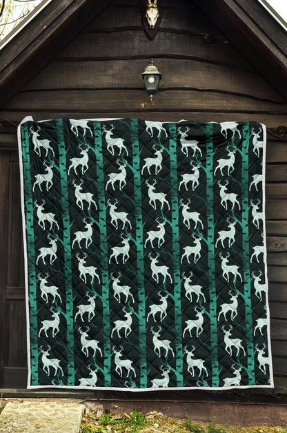 Deer Jungle Print Pattern Premium Quilt-JTAMIGO.COM