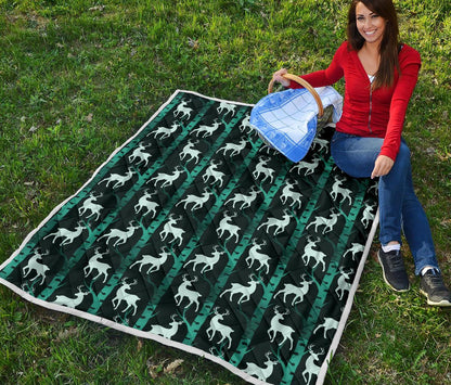 Deer Jungle Print Pattern Premium Quilt-JTAMIGO.COM