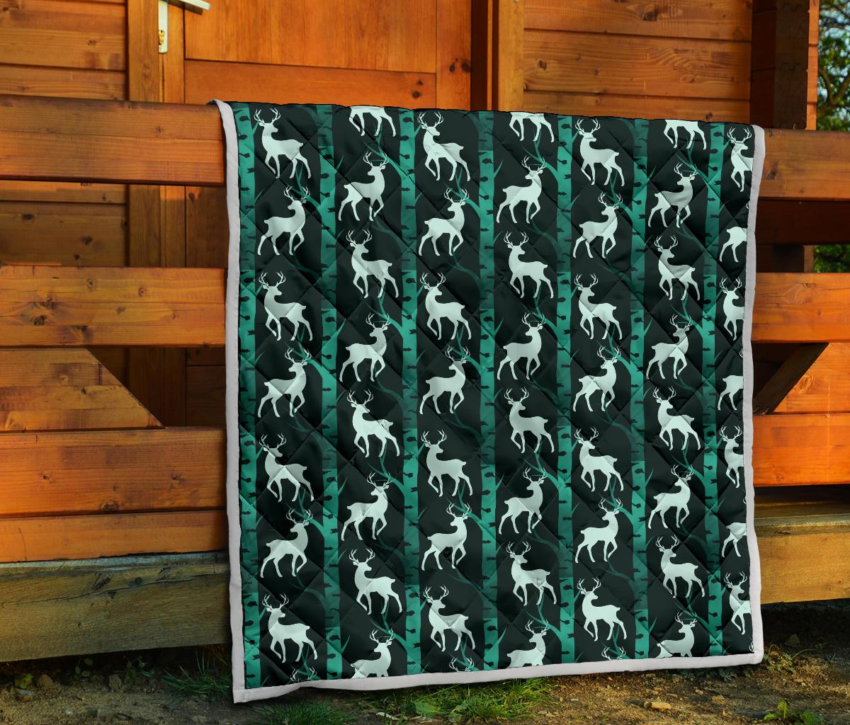 Deer Jungle Print Pattern Premium Quilt-JTAMIGO.COM