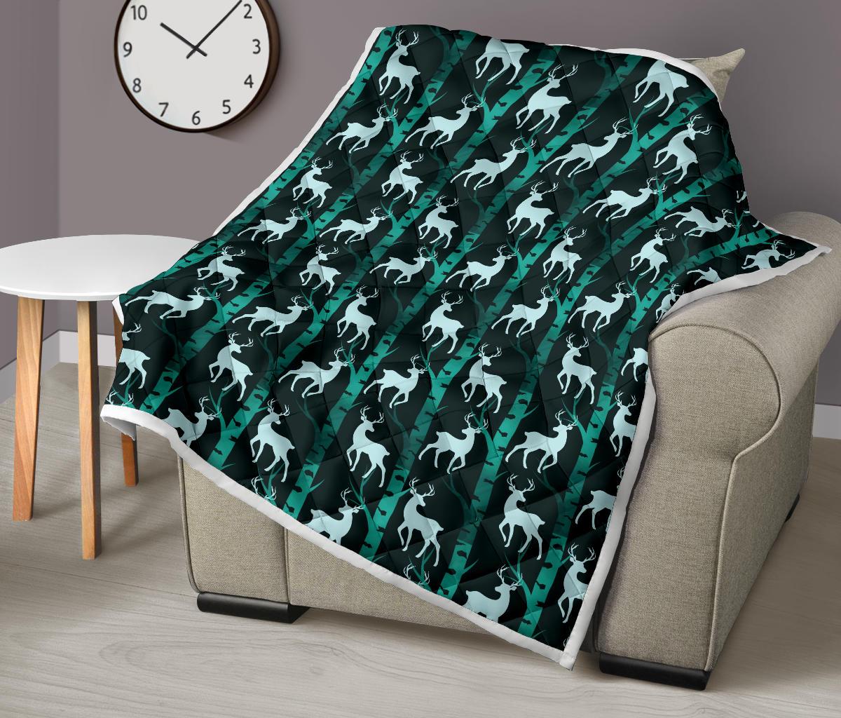 Deer Jungle Print Pattern Premium Quilt-JTAMIGO.COM