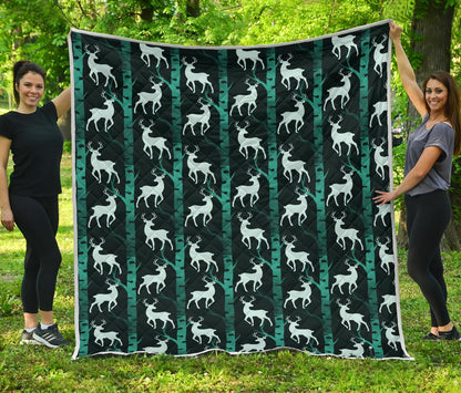 Deer Jungle Print Pattern Premium Quilt-JTAMIGO.COM
