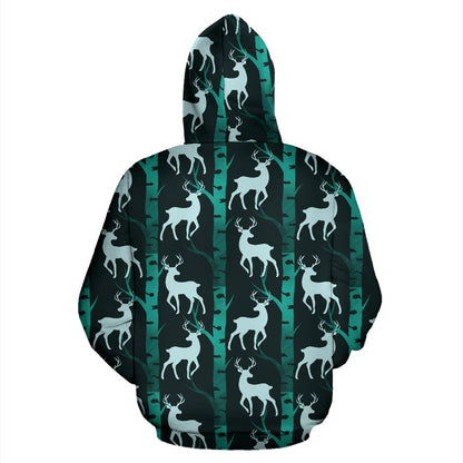 Deer Jungle Print Pattern Pullover Hoodie