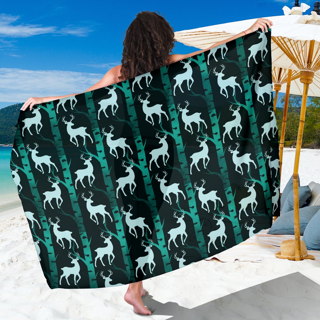 Deer Jungle Print Pattern Sarong Pareo Wrap