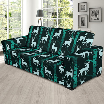 Deer Jungle Print Pattern Sofa Slipcover-JTAMIGO.COM