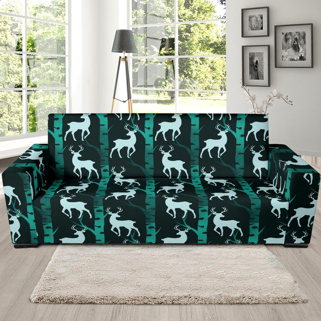 Deer Jungle Print Pattern Sofa Slipcover-JTAMIGO.COM