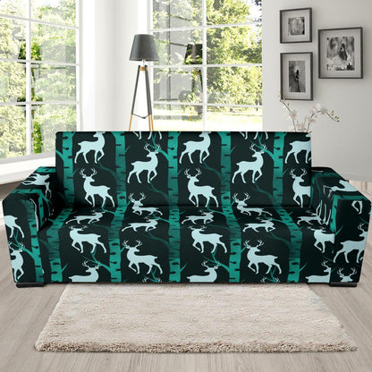 Deer Jungle Print Pattern Sofa Slipcover-JTAMIGO.COM