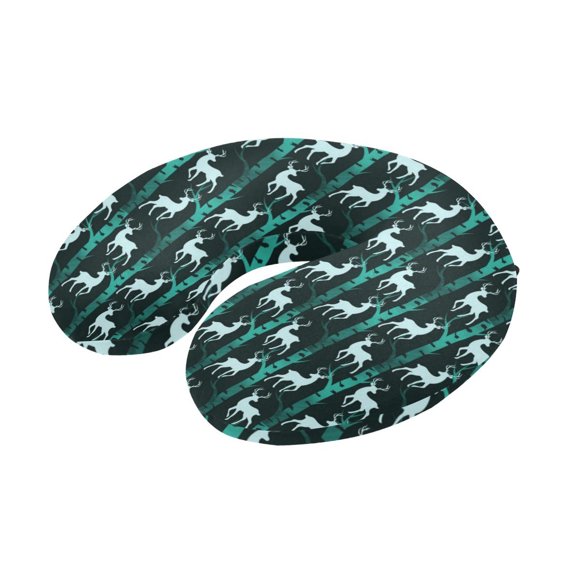 Deer Jungle Print Pattern U-Shaped Travel Neck Pillow-JTAMIGO.COM