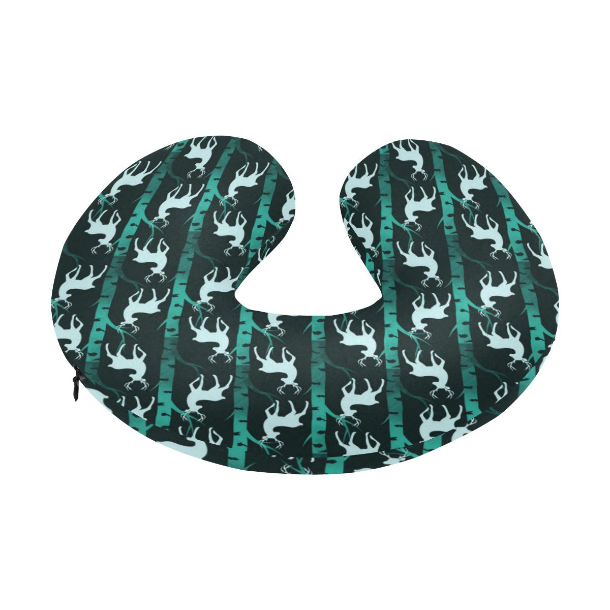 Deer Jungle Print Pattern U-Shaped Travel Neck Pillow-JTAMIGO.COM
