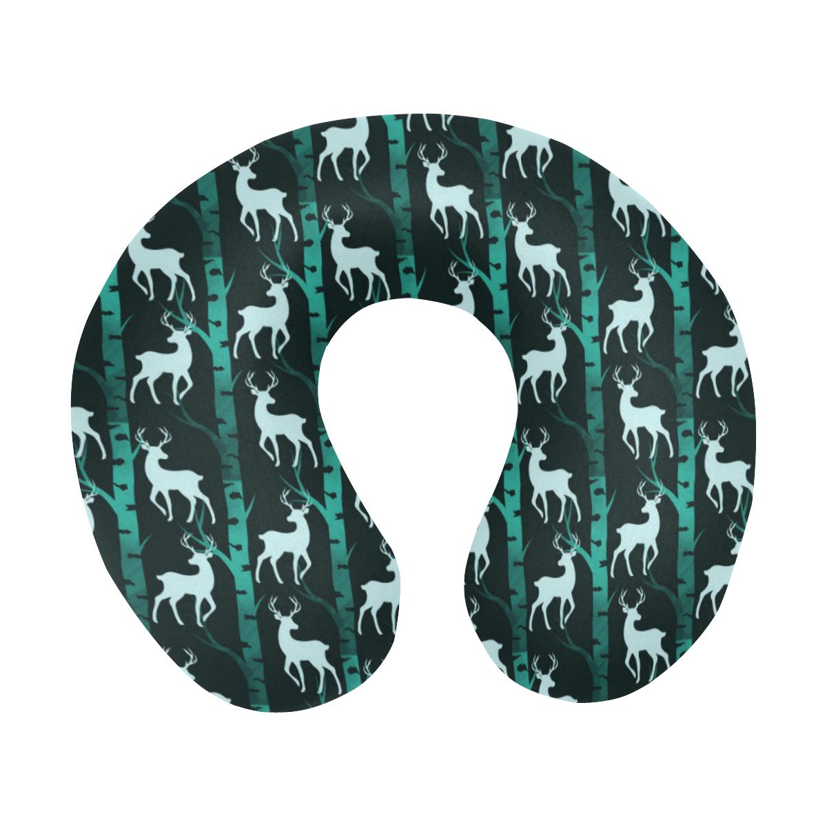 Deer Jungle Print Pattern U-Shaped Travel Neck Pillow-JTAMIGO.COM