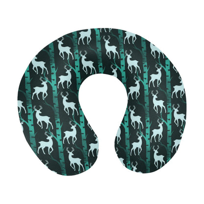 Deer Jungle Print Pattern U-Shaped Travel Neck Pillow-JTAMIGO.COM