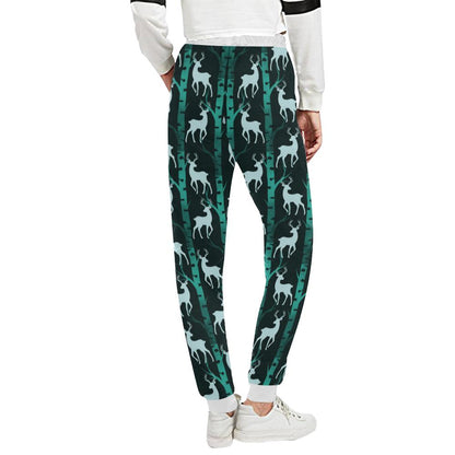 Deer Jungle Print Pattern Unisex Casual Sweatpants (Model L11)-JTAMIGO.COM
