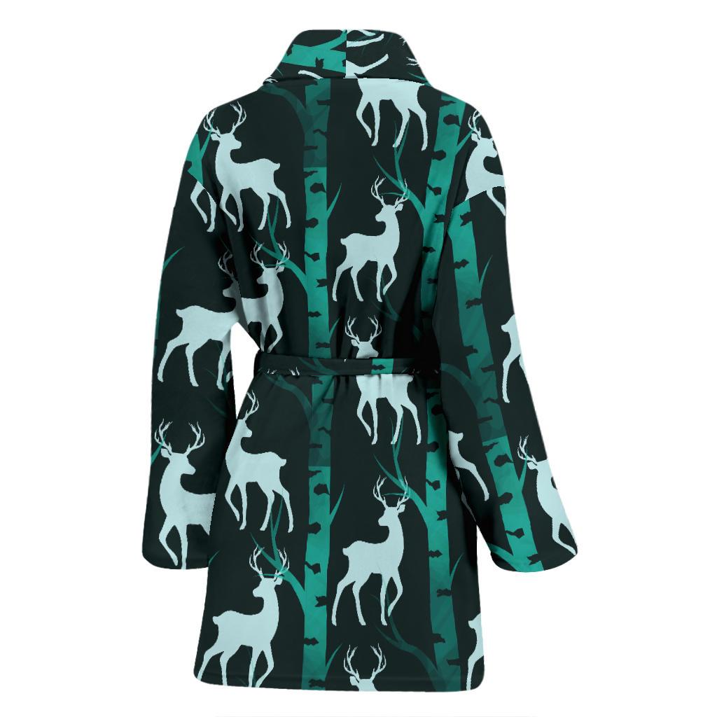 Deer Jungle Print Pattern Women Bath Robe-JTAMIGO.COM