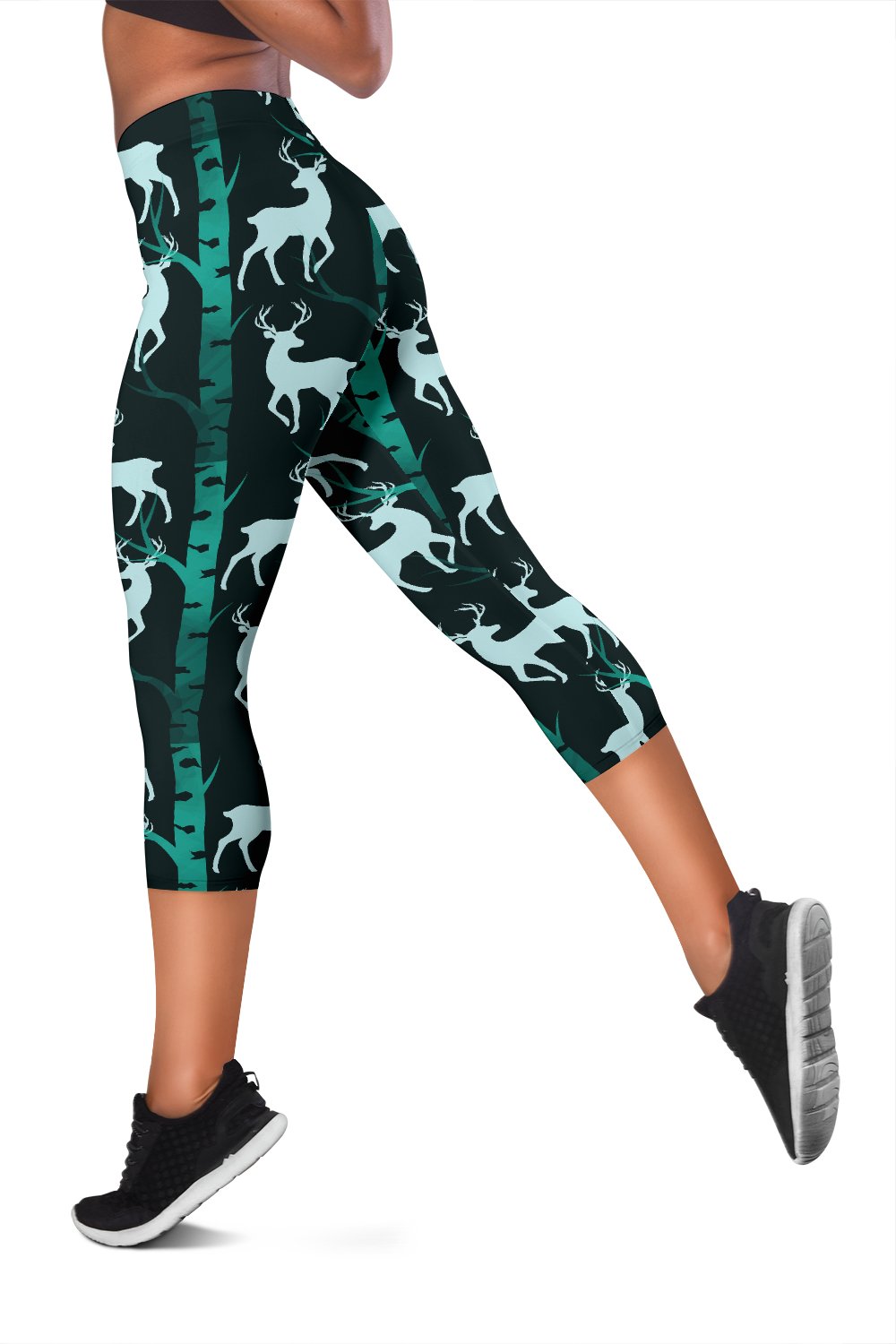 Deer Jungle Print Pattern Women Capris