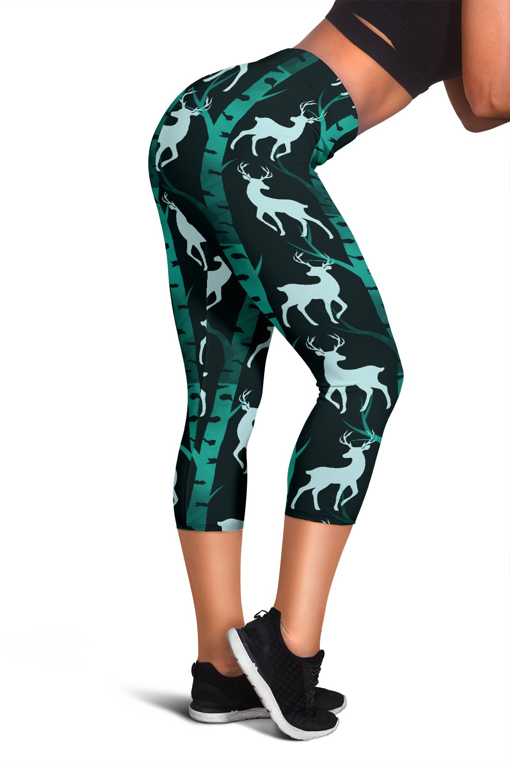 Deer Jungle Print Pattern Women Capris