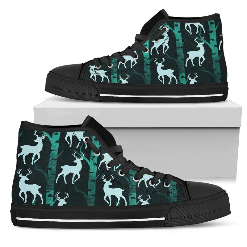 Deer Jungle Print Pattern Women High Top Shoes