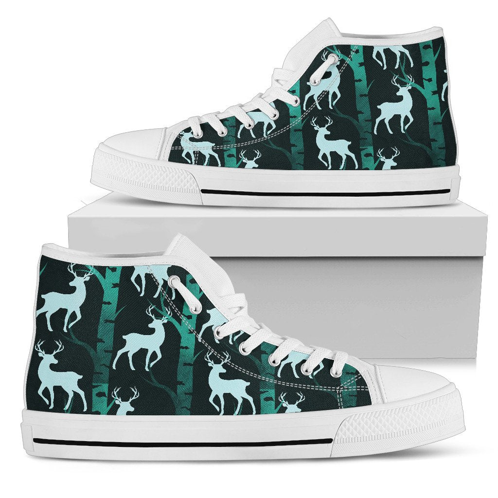 Deer Jungle Print Pattern Women High Top Shoes