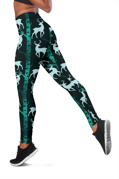 Deer Jungle Print Pattern Women Leggings