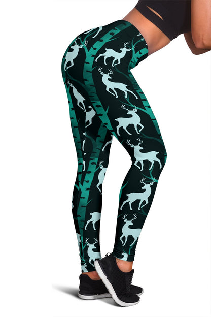 Deer Jungle Print Pattern Women Leggings