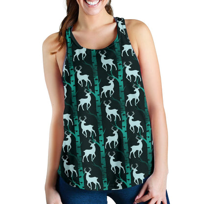 Deer Jungle Print Pattern Women Racerback Tank Top