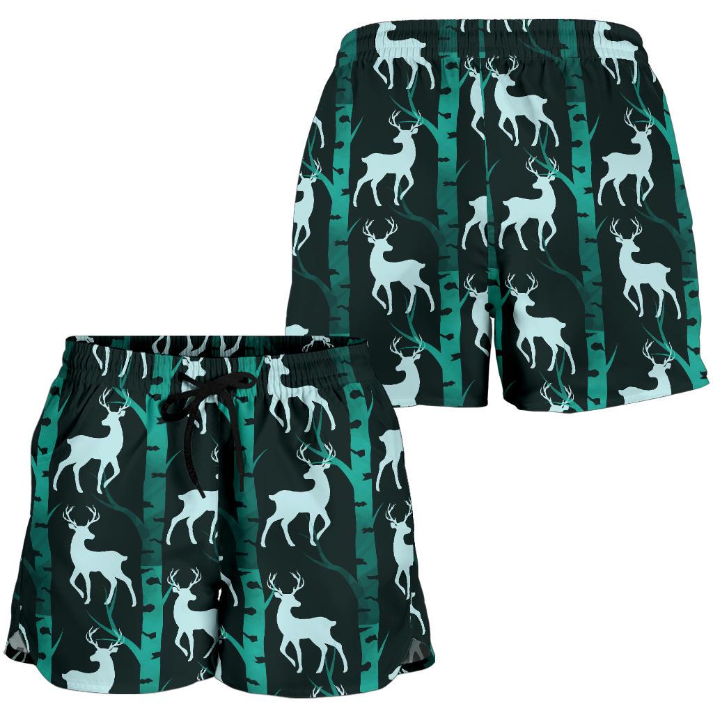 Deer Jungle Print Pattern Women Shorts-JTAMIGO.COM