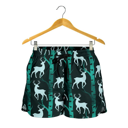 Deer Jungle Print Pattern Women Shorts-JTAMIGO.COM