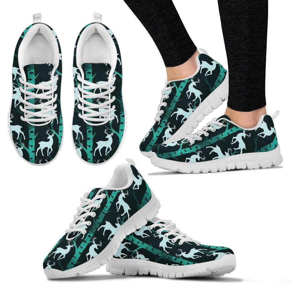 Deer Jungle Print Pattern Women Sneakers Shoes