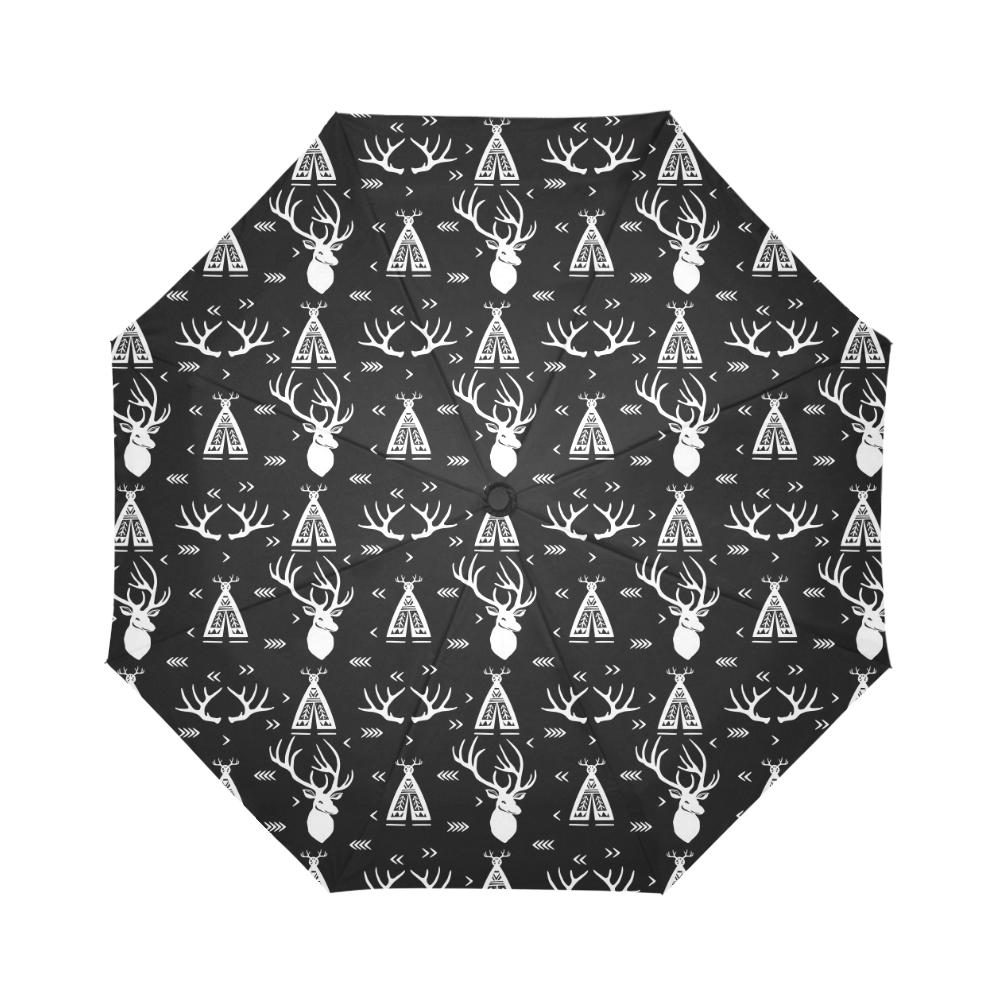 Deer Native Indian Print Pattern Automatic Foldable Umbrella