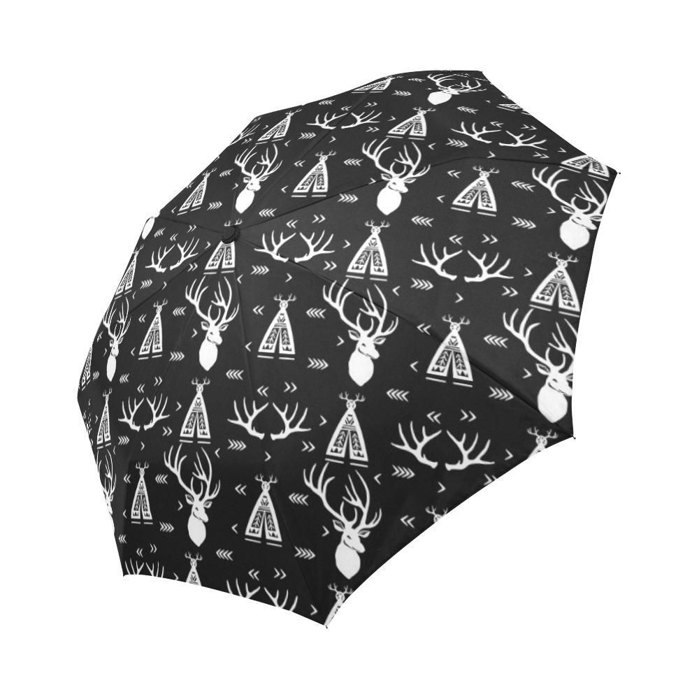 Deer Native Indian Print Pattern Automatic Foldable Umbrella