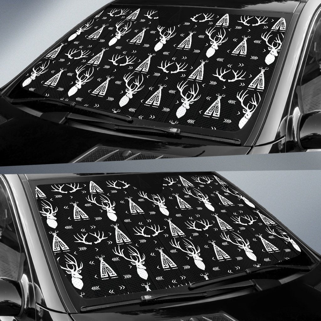 Deer Native Indian Print Pattern Car Sun Shade For Windshield