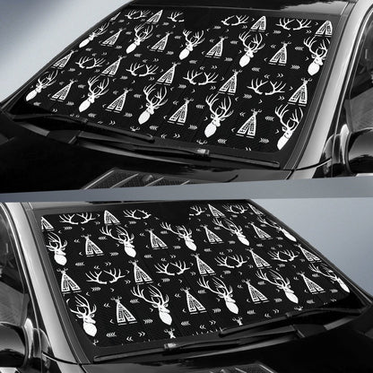 Deer Native Indian Print Pattern Car Sun Shade For Windshield
