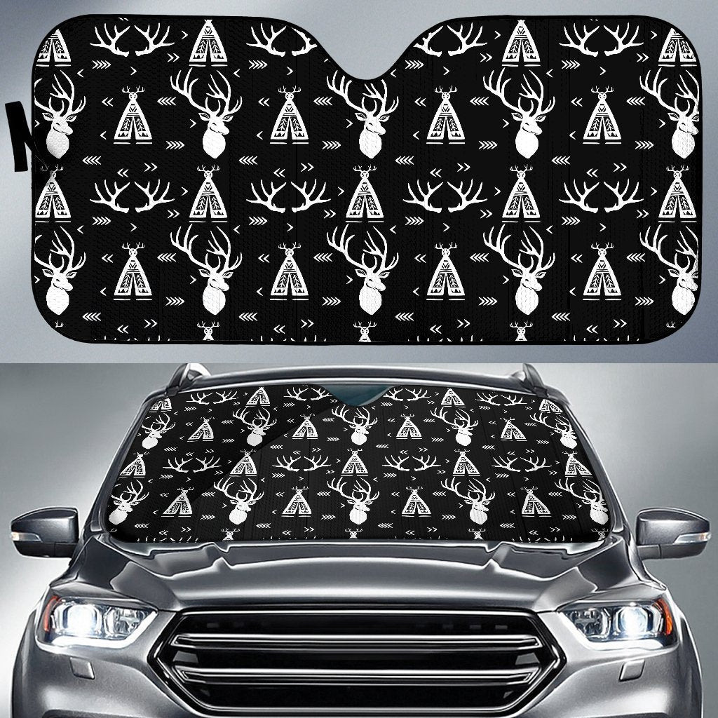 Deer Native Indian Print Pattern Car Sun Shade For Windshield
