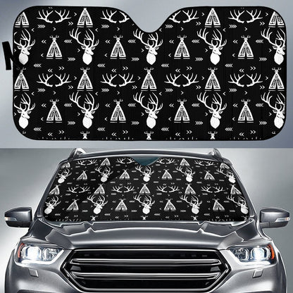Deer Native Indian Print Pattern Car Sun Shade For Windshield