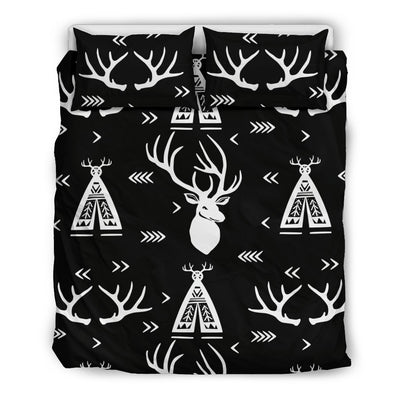 Deer Native Indian Print Pattern Duvet Cover Bedding Set